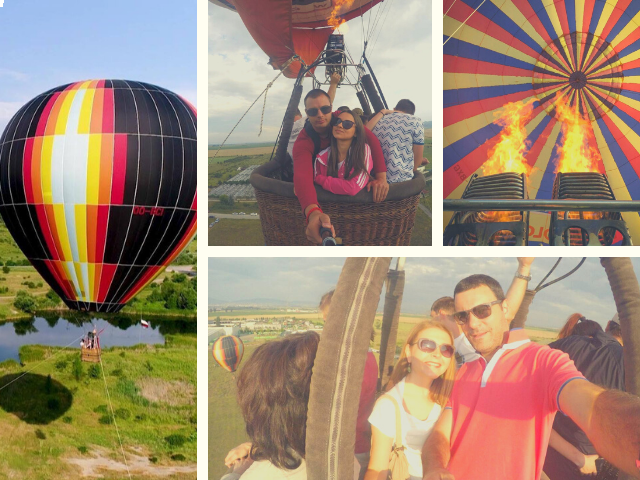 няколко снимки на двойки по време на полет с балон - снимка