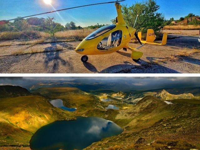 полет с жирокоптер до рилските езера - снимка