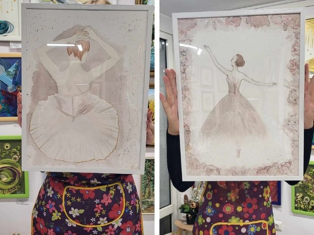картини на балерина, нарисувана с вино - снимка