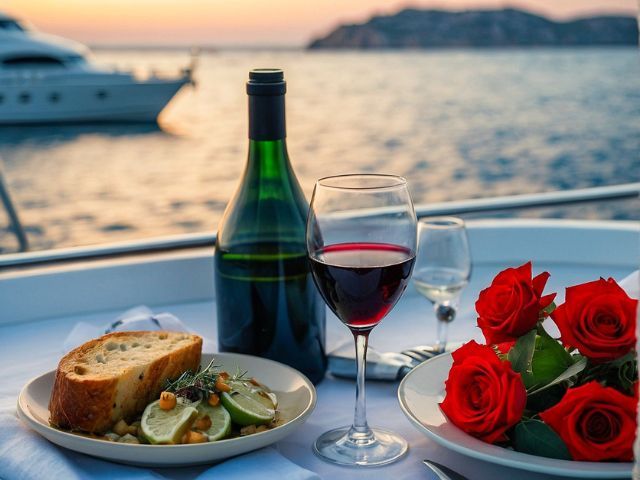 вино и рози на яхта Морска гара Варна