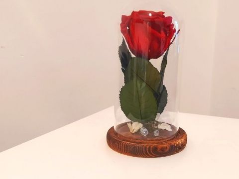 Вечна роза в стъкленица 15 см. снимка