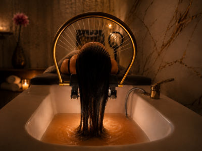 Дама по време на head spa във Варна